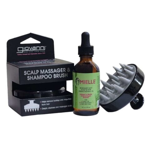 مجموعة تقوية الشعر وزيادة كثافته، سيروم اكليل الجبل و فرشاة تدليك فروة الرأس
